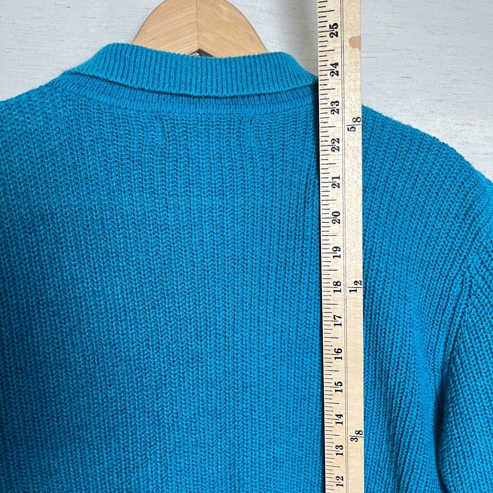 Vtg‎ Norm Thompson Teal Linen Cotton Henley Sweater Sz Xs - Picture 5 of 5